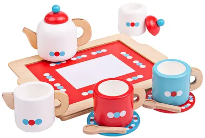 Set de joacă din lemn Bigjigs - Set de ceai cu tavă
