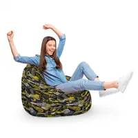 Fotoliu Puf Bean Bag tip Para XL Graffiti Retro Negru si Galben