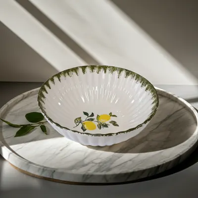 Bol de salată Morello - Lemons, 23 cm, Margine verde