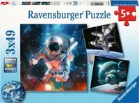 Puzzle pentru copii Ravensburger 3 x 49 piese - Spațiul cosmic