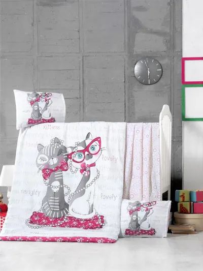Set lenjerie 6 piese Bumbac Ranforce Kittens 120x60 cm