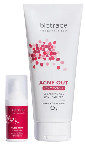 Biotrade Acne Out Set - Gel de spălare Oxy Wash și Cremă de față activă, 200 + 30 ml
