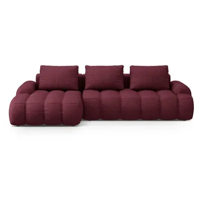 Colțar burgundy extensibil/cu spațiu de depozitare (cu colț pe partea stângă/cu șezlong) Linz – Cosmopolitan Design