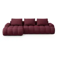 Colțar burgundy extensibil/cu spațiu de depozitare (cu colț pe partea stângă/cu șezlong) Linz – Cosmopolitan Design
