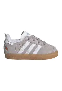 Pantofi sport Disney Gazelle din piele intoarsa cu sireturi elastice - Alb/Maro taupe