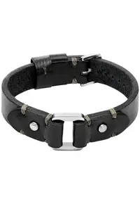 Bratara Machine piele JF04946040 - Negru - Argintiu