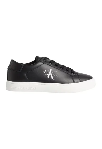 Pantofi sport din piele cu imprimeu logo lateral - Negru stins