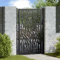 vidaXL Poartă de grădină neagră 100x150 cm, model cu urme din oțel