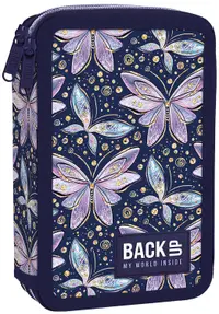 Penar cu rechizite BackUp DW - Butterflies, cu 2 fermoare