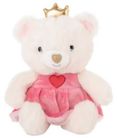 Jucărie de pluș Amek Toys - Urs în rochie și coroană, 21 cm