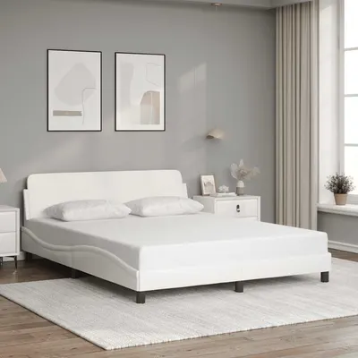 vidaXL Cadru de pat, Dover, alb, 160x200 cm, piele ecologică