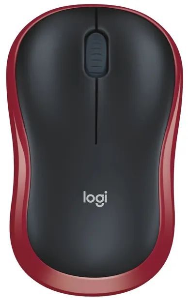 Mouse Logitech - M185, optic, wireless, rosu/negru
