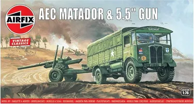 Model asamblabil Airfix Militar: Camioane - Tractor AEK Matador cu tun de 5,5 inch