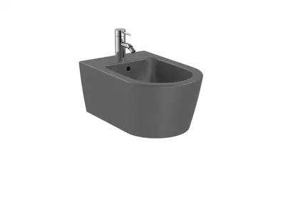 Bideu Roca Inspira Round A357525640, suspendat, cu orificiu pentru baterie standard, Antracit mat