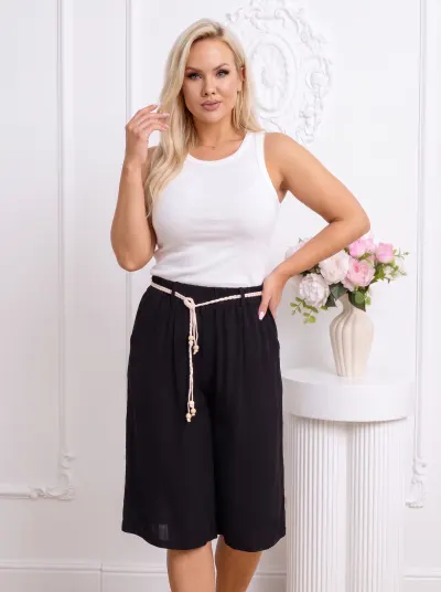 Pantaloni culotte negri din vascoza