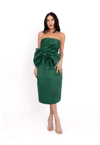 Rochie midi cu funda - Verde
