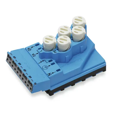 Supply module; 5 x 2.5 mm² + 2 x 1.5 mm²; 5-pole; Cod. I; with strain relief housing; 4,00 mm²; blue