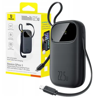 Powerbank Baseus 10000 mAh22.5W USB-C USB-A Lightning rapid