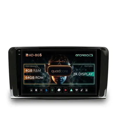 Navigatie 2K Mercedes Benz ML W164 GL X164, Android, S-Quadcore 4GB RAM + 64GB ROM, 9.5 Inch - AD-BGS90042K+AD-BGRKIT405