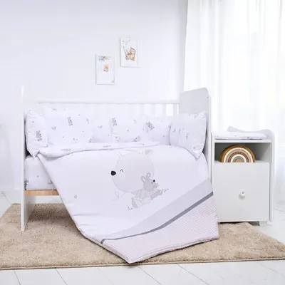 Set lenjerie de pat 5 piese Lorelli Trend Ranforce 2025 ittle Rabbits Gray
