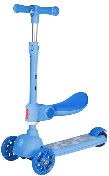 Trotineta cu 3 roti, sezut si anvelope cu lumini Lorelli Jester Plus Albastra