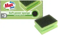 Bureți de bucătărie cu canal Magic Clean - Premium, Soft Power, 3 buc.