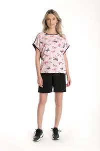 Tinuta de vara CV24068 negru/roz fluture, Cesy | marimea S