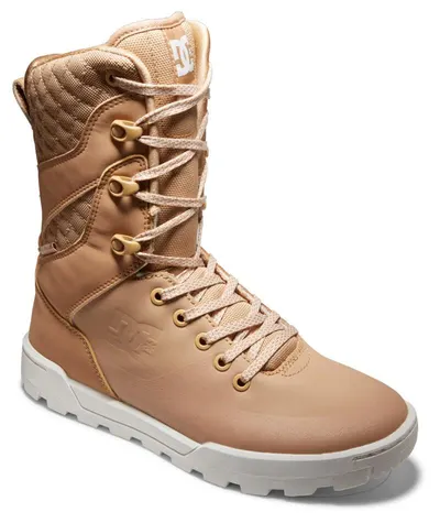 Cizme femei DC Shoes Nadene High Leg Leather Lace-up, Bej