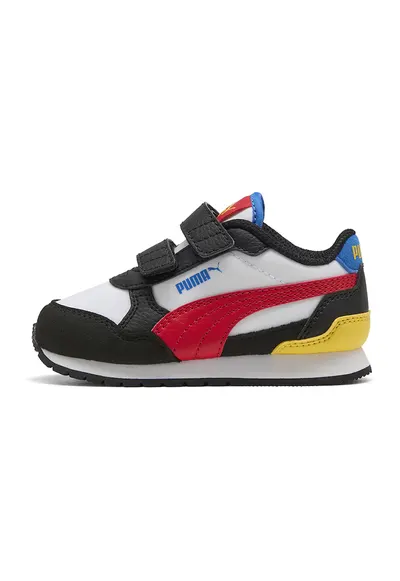 Pantofi sport ST Runner v4 de piele ecologica si material textil cu velcro - Alb/Negru/Rosu vermillion
