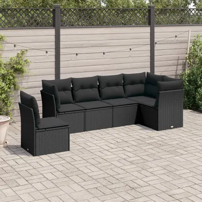 Gossi set mobilier de gradina cu perne, 6 piese, negru, poliratan