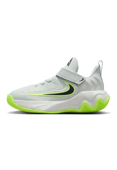 Pantofi Giannis Immortality 4 cu segment cu inchidere velcro pentru baschet - Gri deschis/Verde lime
