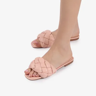 Papuci dama din Piele Ecologica roz CRL0151