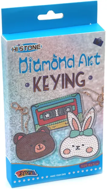 Kit de pictură cu diamant Hi Stone - Animale și casetă (3 buc . breloc )