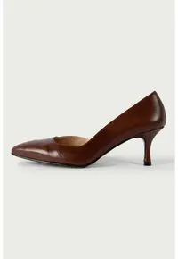 Pantofi D'Orsay din piele cu aspect din piele de sarpe - Maro cognac