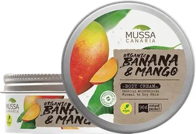 Mussa Canaria Cremă de corp, cu banane organice și mango din Insulele Canare, 250 ml