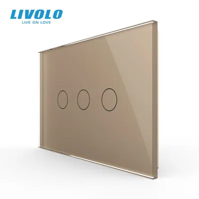Intrerupator triplu, standard italian, cu panou sticla, 3M Auriu