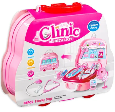 Set de jucarie Little Clinic - Doctor in valiza, roz, 24 piese