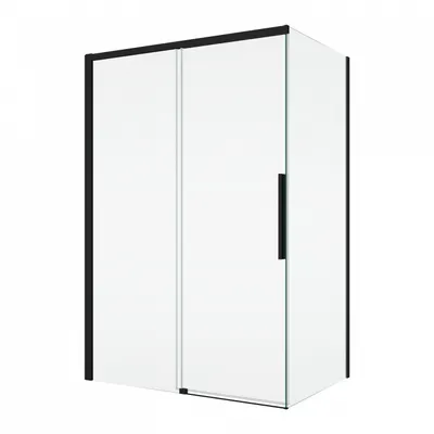Cabina dus negru mat 150x90 cm cu usa culisanta, grosime sticla 8 mm, tratament anticalcar, Ronal Oriana