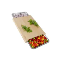 Tocator din bambus, 2 recipiente extractibile din otel inoxidabil, 40x28.5x3.5 cm