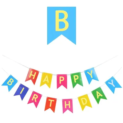 Ghirlandă hârtie cu litere pentru petrecere cu mesaj Happy Birthday - multicolor - Default Title