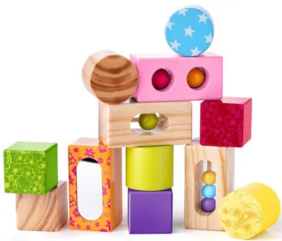 Set de construit pentru bebelusi Niny - Din lemn