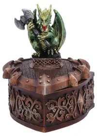 Cutie de depozitare Nemesis Now Fantasy: Dragons - Hoard Defender (Green), 10.4 cm