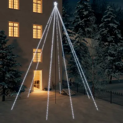 vidaXL Pom de Crăciun LED Interior Exterior 1300 LED-uri Alb Rece 8 m