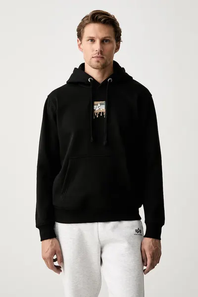 Alpha Industries hanorac cu glugă pentru bărbați cu bumbac Dripping Camo Print