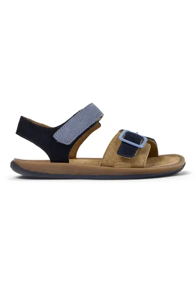 Sandale din piele nabuc Bicho Twins - Maro/Albastru deschis