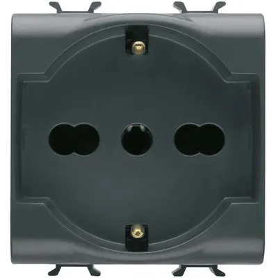 Priza 2M standard italian/german 16A Gewiss Chorus GW12204, negru satin
