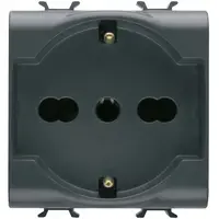 Priza 2M standard italian/german 16A Gewiss Chorus GW12204, negru satin