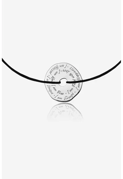 Bratara ajustabila cu talisman circular de argint veritabil - Negru/Argintiu