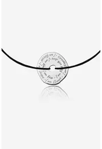 Bratara ajustabila cu talisman circular de argint veritabil - Negru/Argintiu