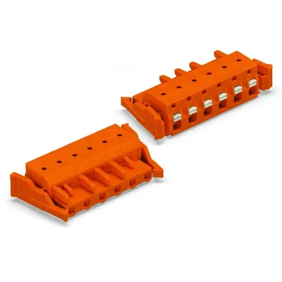1-conductor female plug; push-button; Locking lever; 2.5 mm²; Pin spacing 7.62 mm; 5-pole; 2,50 mm²; orange